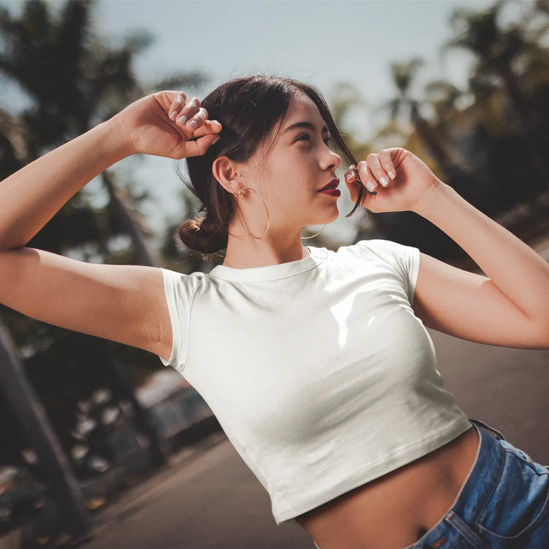 Premium Solid White Crop Top in Super-Combed Cotton - XS / White - Crop Top