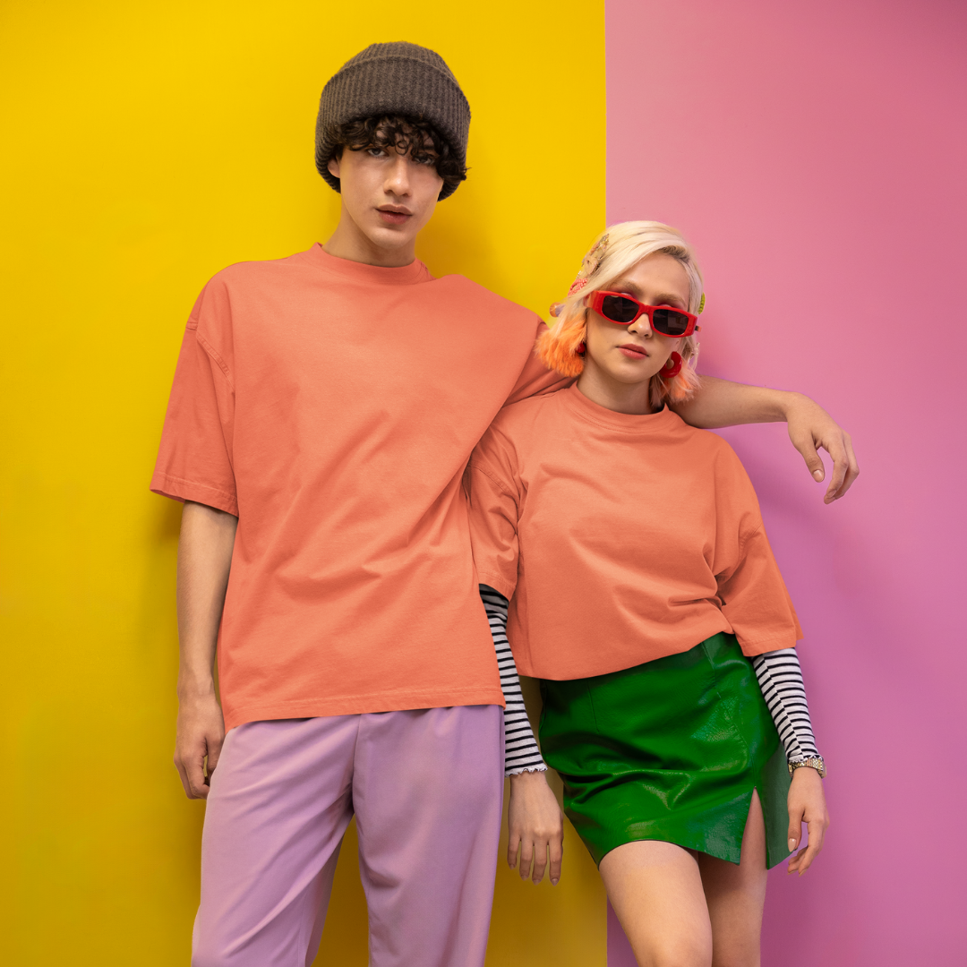 Unisex Oversized Classic T-Shirt in Super-Combed Cotton - XS / Coral - Oversized T-Shirt