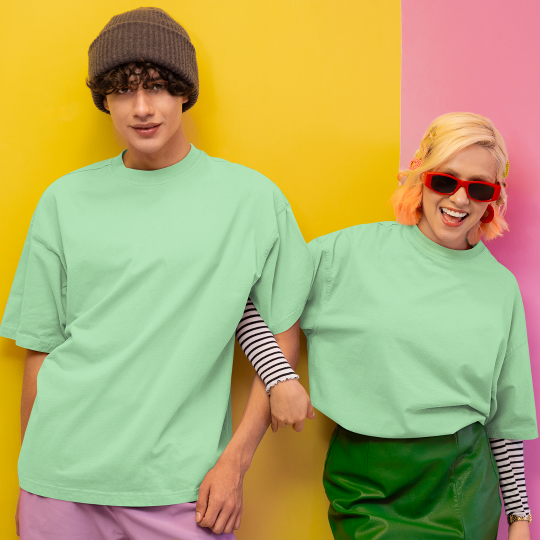 Unisex Oversized Classic T-Shirt in Mint with Double-Stitched Seams - XS / Mint - Oversized T-Shirt