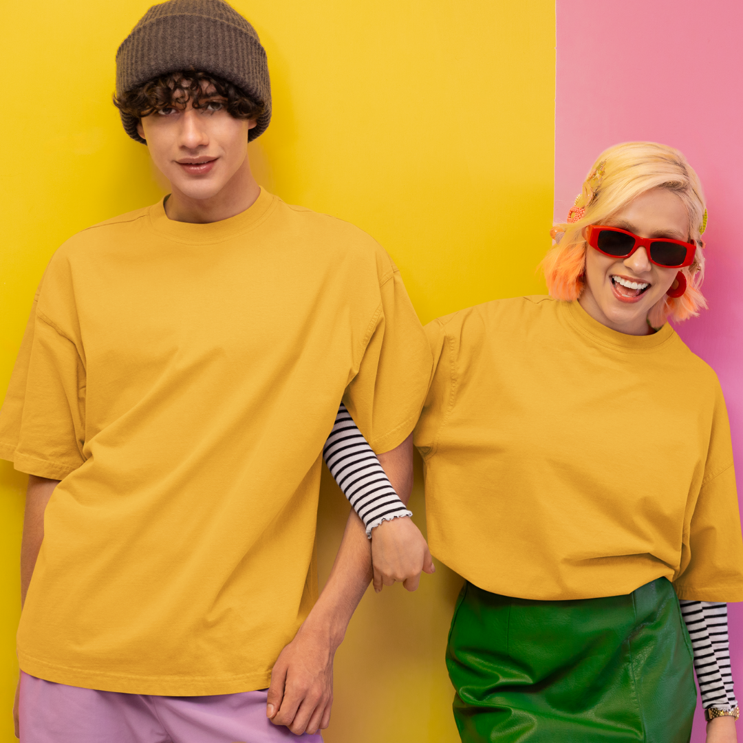 Mustard Yellow Unisex Oversized Classic T-Shirt - XS / Mustard Yellow - Oversized T-Shirt