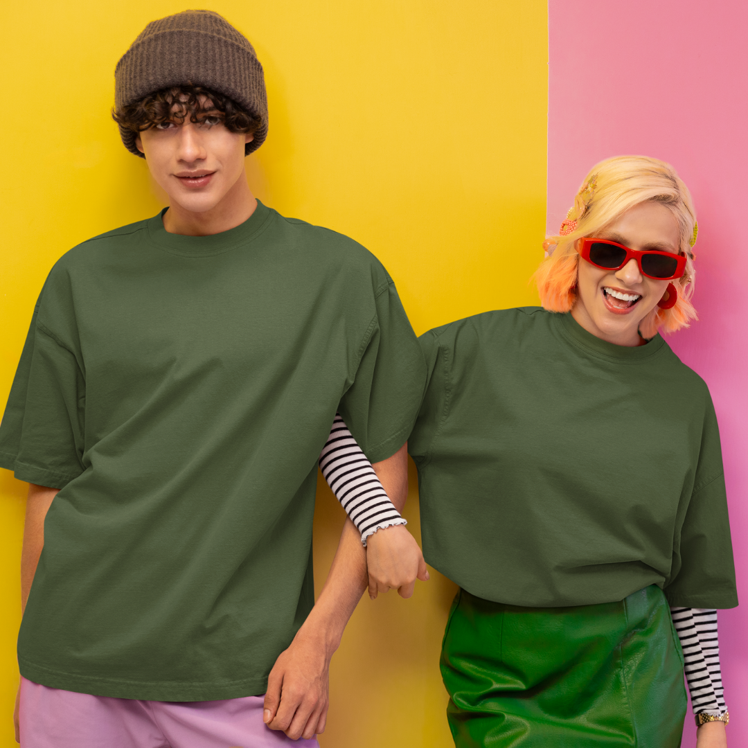 Unisex Oversized Classic T-Shirt in Olive Green - Oversized T-Shirt