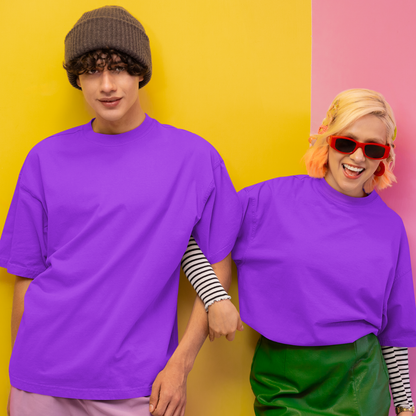 Unisex Oversized Classic T-Shirt in Purple Super-Combed Cotton - Oversized T-Shirt