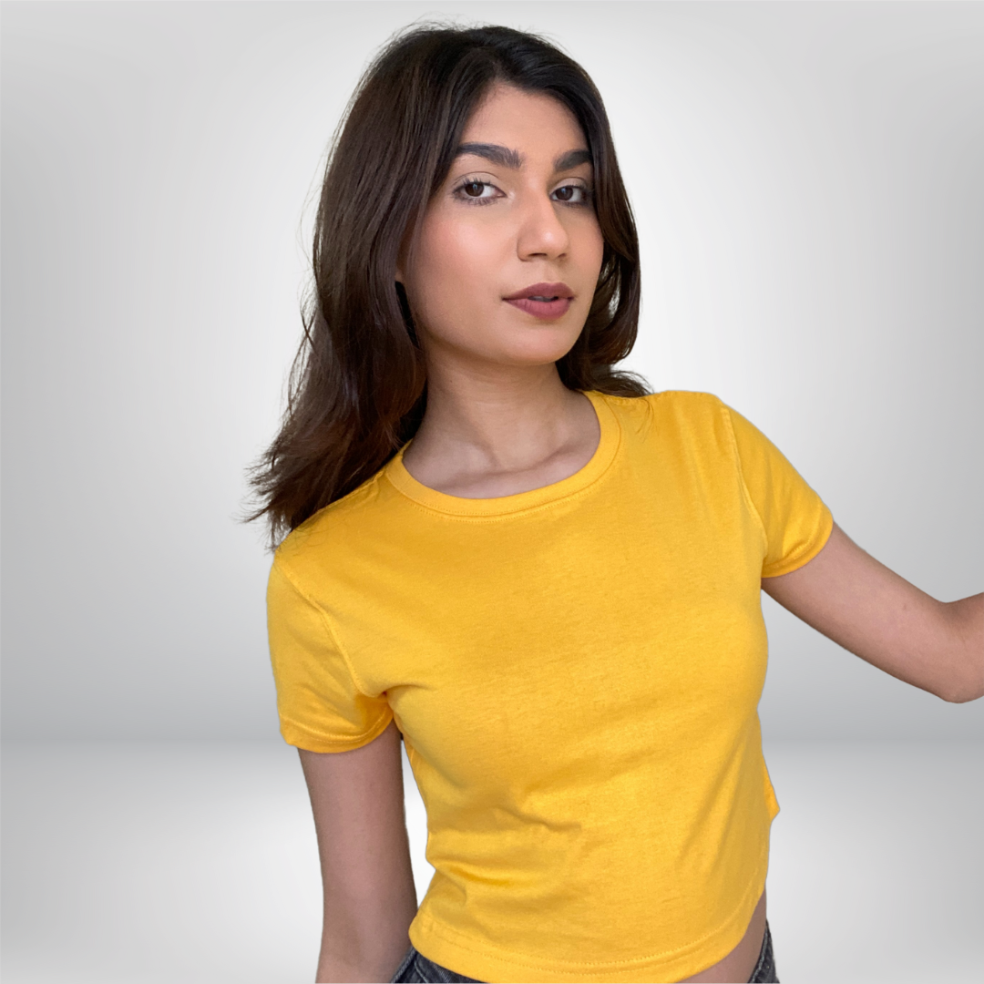 Women’s Premium Solid Golden Yellow Crop Top - XS / Golden Yellow - Crop Top